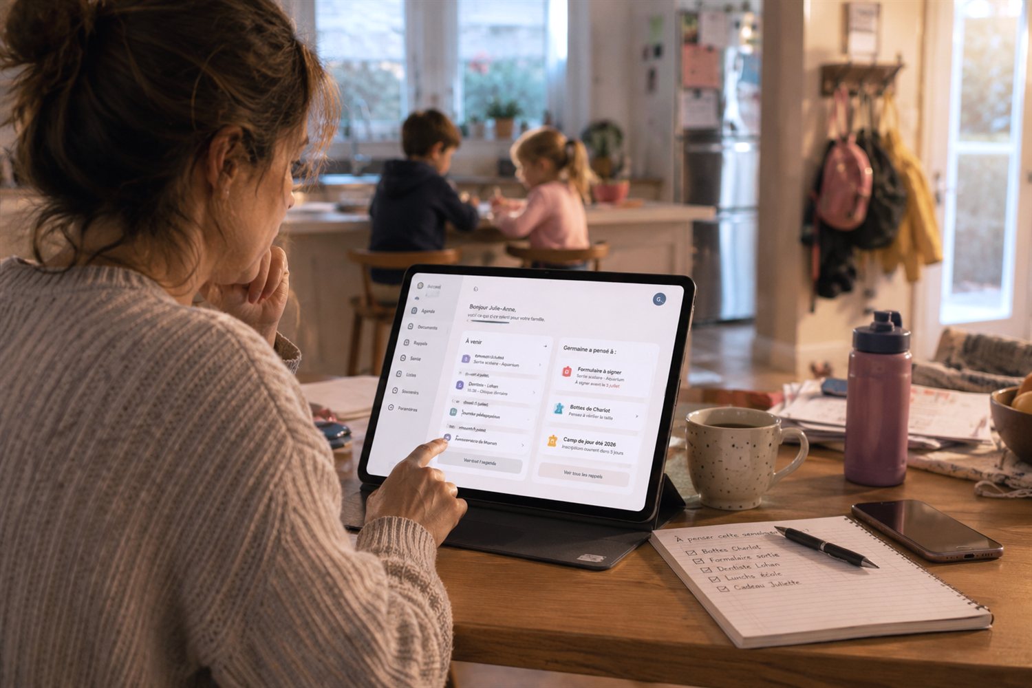 Une mère organise la semaine de sa famille avec Ma Germaine, sur sa tablette