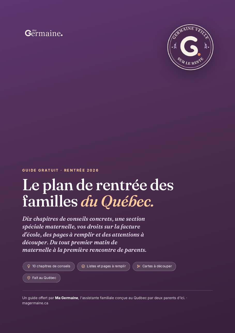 La couverture du guide : Le plan de rentrée des familles du Québec